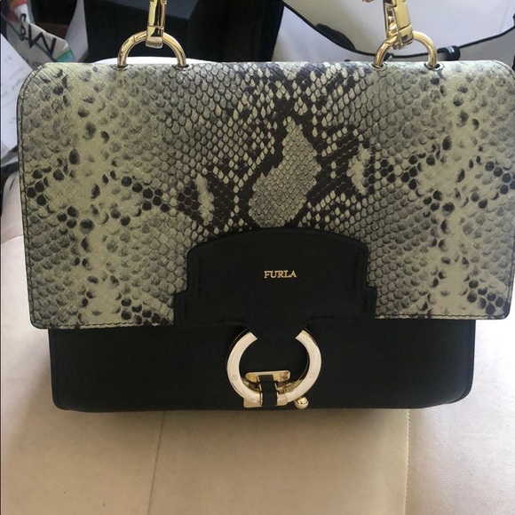 FURLA Reversible Scoop Snake Print Shoulder Bag - Picture 3 of 6